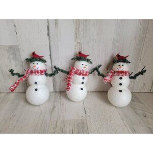 Snowman cardinal bird nest ornament Xmas set